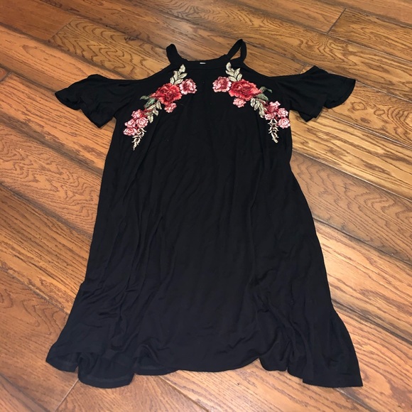 Alya Dresses & Skirts - Alya cold shoulder embroidered dress